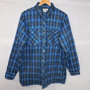 VTG Regent Canada Blue Flannel Plaid Lined Work Shirt Jacket Mens Large Tall LT